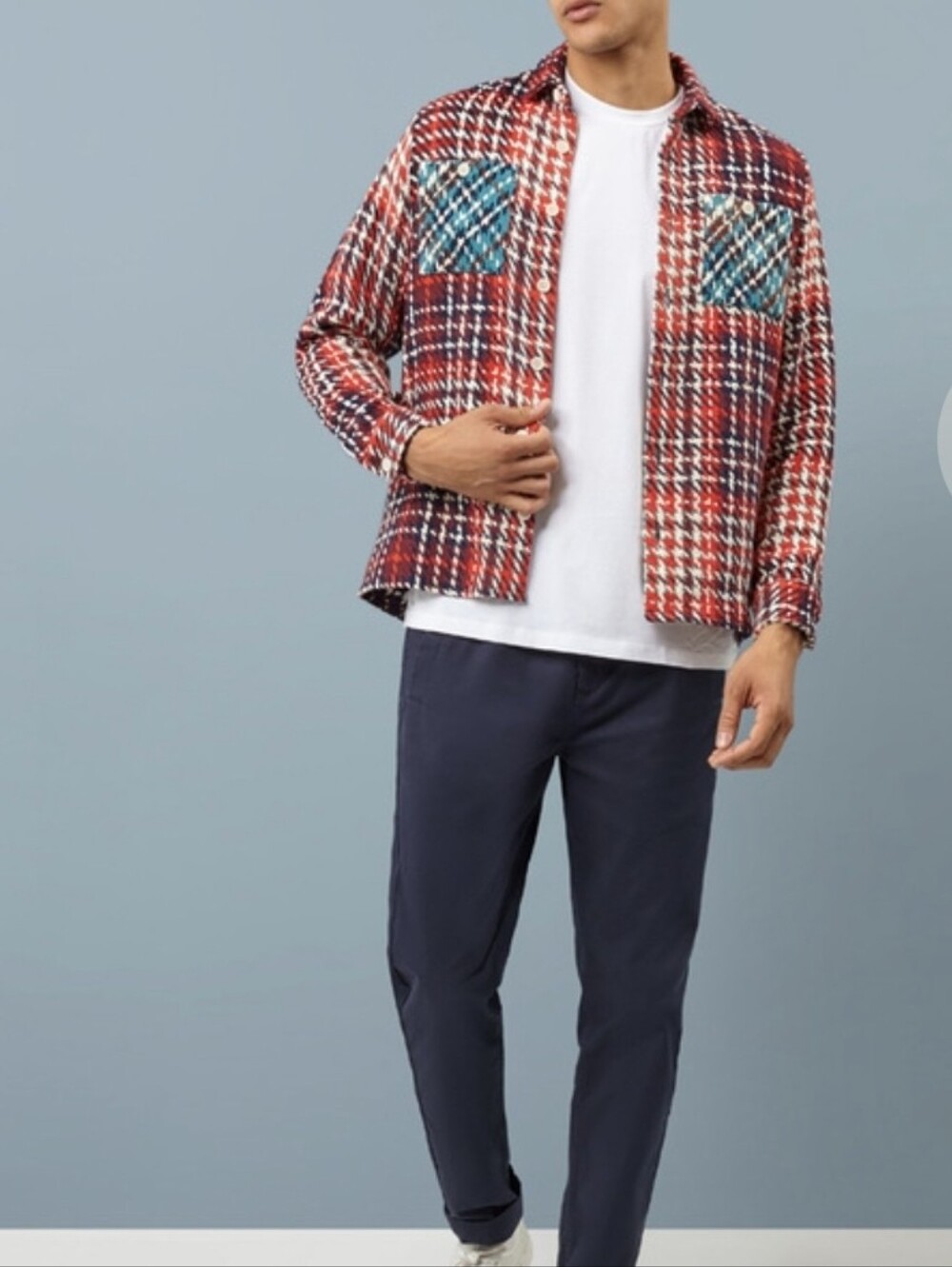 Wax London Whiting Redhound Beatnik Plaid Overshirt Size Medium